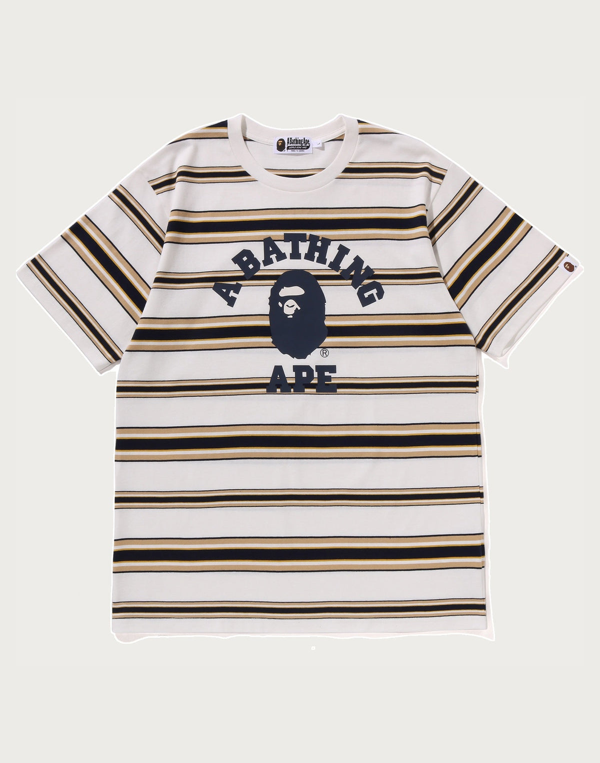 BAPE MENS APE HEAD COLLEGE STRIPE TEE