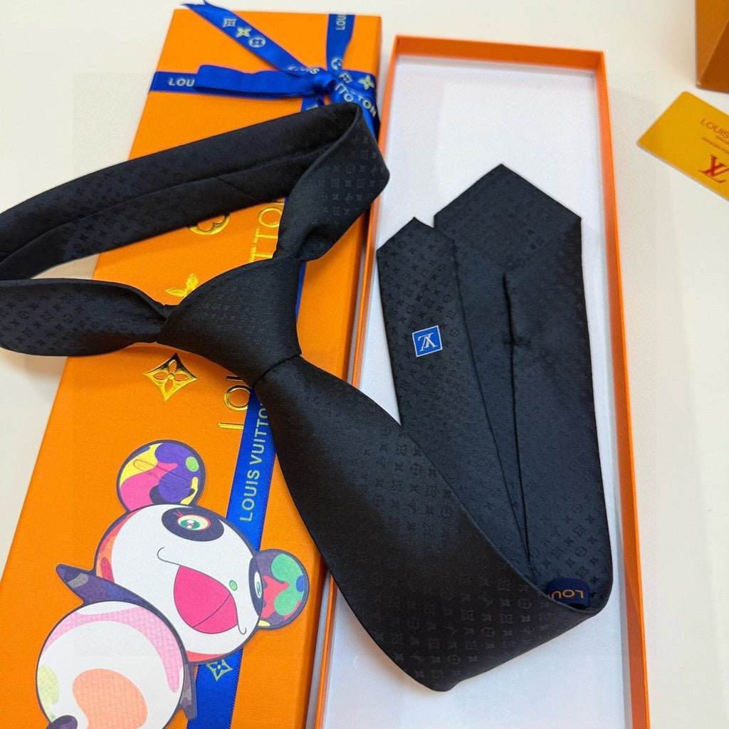 Louis Vuitton Style Men's Textured Silk Tie