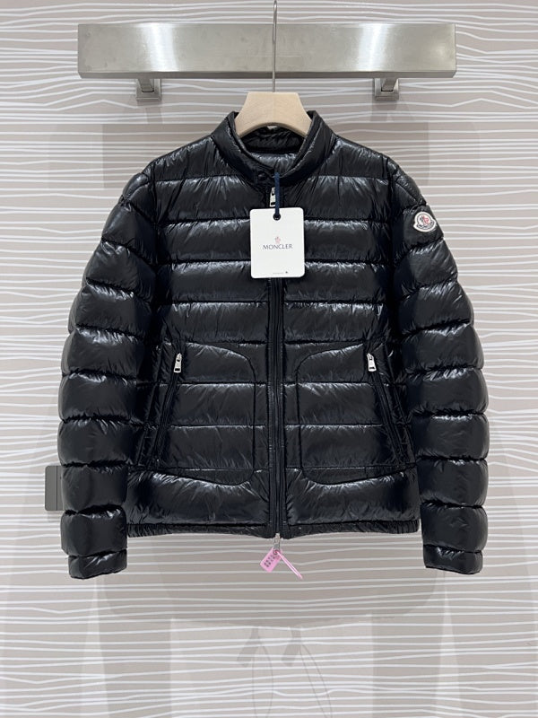 Moncler Men's Black Lightweight Down Jacket – Classic Collarless Slim Puffer
