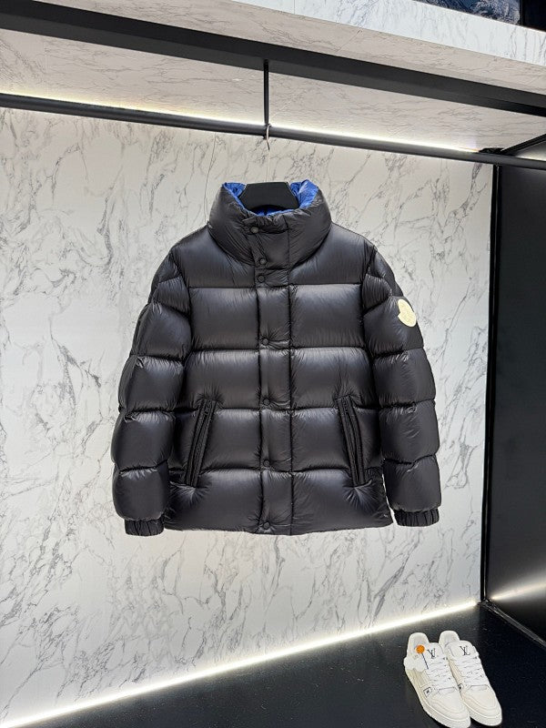 Moncler Men's Black Hooded Down Jacket – Royal Blue Interior Oversized Puffer