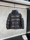 Moncler Men's Black Hooded Down Jacket – Royal Blue Interior Oversized Puffer
