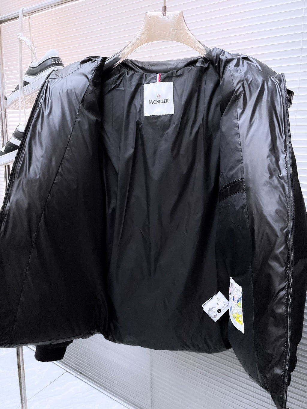 Moncler Men's Black Matt Black Edition Hooded Down Jacket – Back Logo Print Oversized Puffer