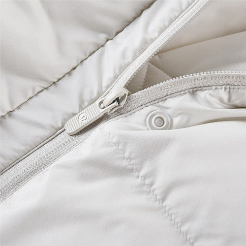 Lululemon Women's Ivory Hooded Down Jacket – Tonal Logo Snap-Front Puffer