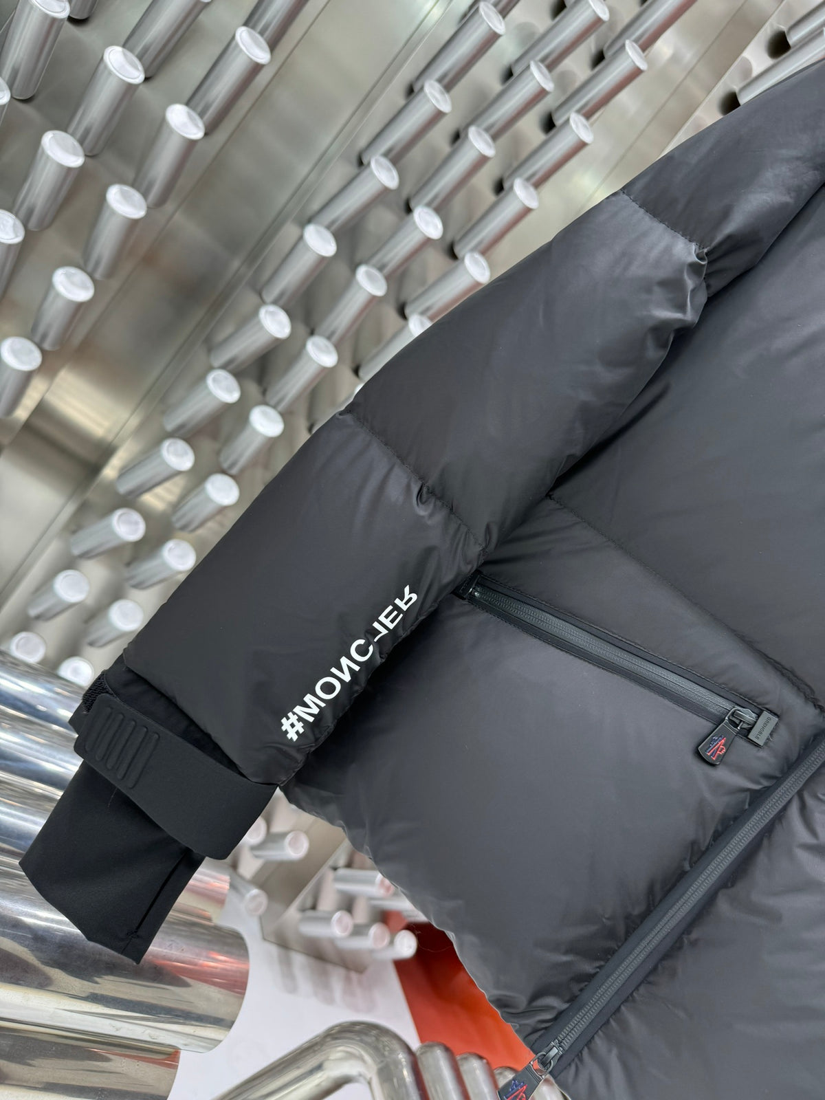Moncler Grenoble Men's Black #Moncler Coordinate Print Down Jacket – Ski Series Oversized Puffer