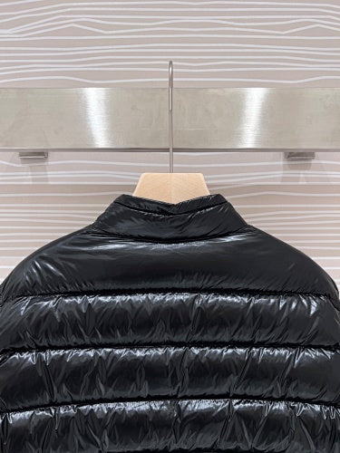 Moncler Men's Black Lightweight Down Jacket – Classic Collarless Slim Puffer