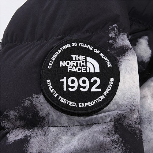 The North Face Men's Black Mountain Print Nuptse 1992 Down Jacket – 30th Anniversary 700-Fill Puffer