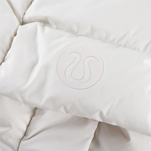 Lululemon Women's Ivory Hooded Down Jacket – Tonal Logo Snap-Front Puffer