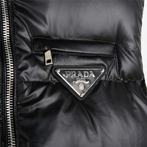 Prada Men's Black Hooded Down Vest – Sleeveless Puffer Jacket
