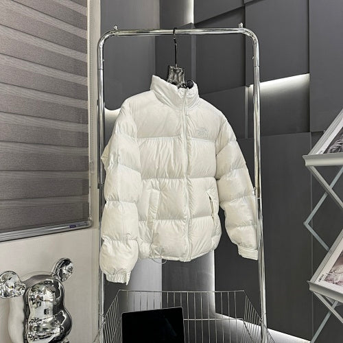 The North Face Men's Bright White 700-Fill Down Jacket – All-Over Solid Color Stand Collar Wide-Baffle Puffer