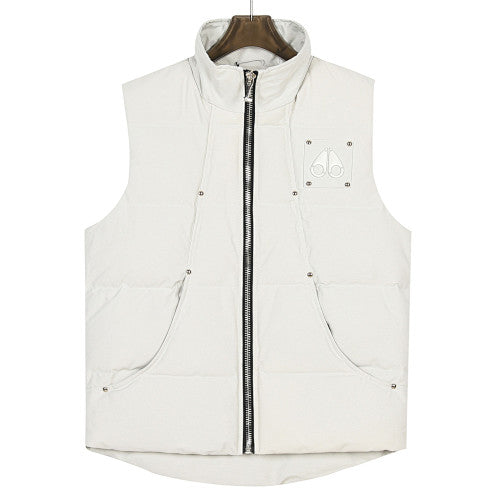 Moose Knuckles Men's Off-White Down Vest – Sleeveless Puffer Jacket