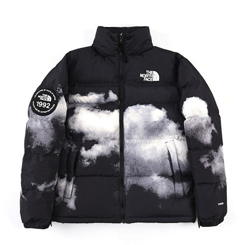 The North Face Men's Black Mountain Print Nuptse 1992 Down Jacket – 30th Anniversary 700-Fill Puffer