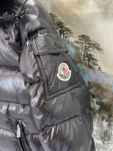 Moncler Men's Black Glossy Hooded Down Jacket – DIST Certified Classic Puffer