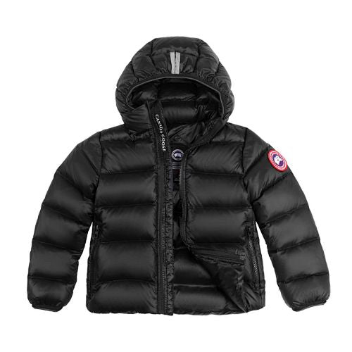 Canada Goose Women's Jet Black Lodge Down Jacket – Lightweight Arctic Program Puffer with Signature Patch