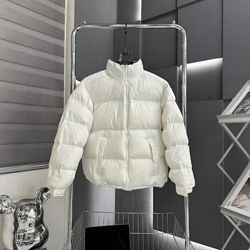 The North Face Men's Bright White 700-Fill Down Jacket – All-Over Solid Color Stand Collar Wide-Baffle Puffer