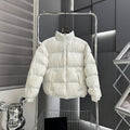 The North Face Men's Bright White 700-Fill Down Jacket – All-Over Solid Color Stand Collar Wide-Baffle Puffer