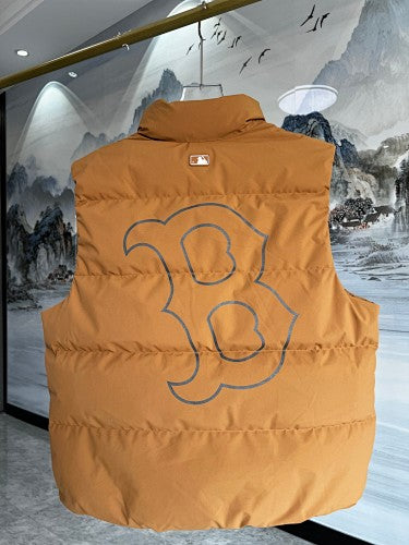 MLB Men's Caramel Down Vest – Boston Red Sox Embroidered Sleeveless Puffer Jacket