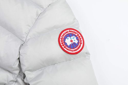 Canada Goose Women's Pearl White Lodge Down Jacket – Lightweight Arctic Program Puffer with Signature Patch