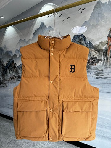 MLB Men's Caramel Down Vest – Boston Red Sox Embroidered Sleeveless Puffer Jacket