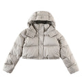 Lululemon Women's Oatmeal Hooded Down Jacket – Tonal Logo Oversized Puffer