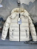Moncler Women's Cream White Hooded Down Jacket – Tricolor Label Oversized Puffer