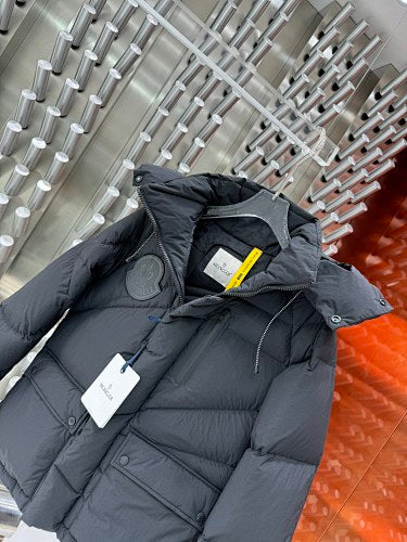 Moncler Men's Black Long Hooded Down Parka – Oversized Luxury Longline Coat