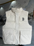MLB Men's White Down Vest – Boston Red Sox Embroidered Sleeveless Puffer Jacket