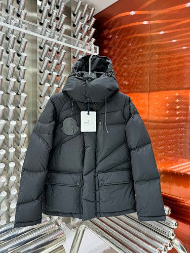 Moncler Men's Black Long Hooded Down Parka – Oversized Luxury Longline Coat