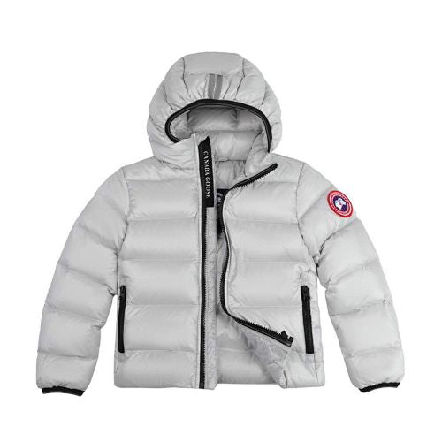 Canada Goose Women's Pearl White Lodge Down Jacket – Lightweight Arctic Program Puffer with Signature Patch