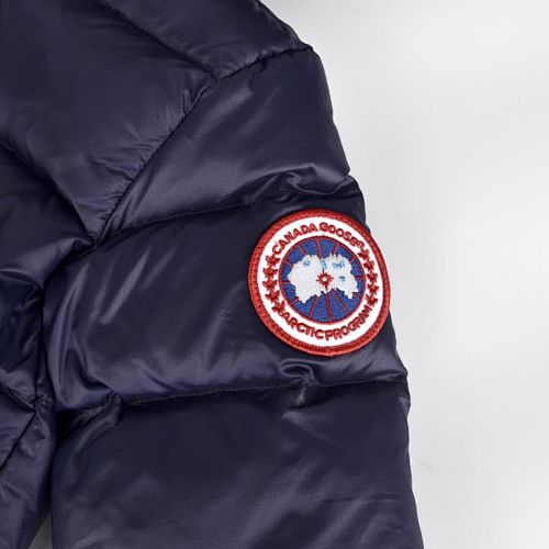 Canada Goose Women's Navy Blue Lodge Down Jacket – Lightweight Arctic Program Puffer with Signature Patch