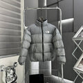 The North Face Men's Silver Grey 700-Fill Down Jacket – All-Over Solid Color Stand Collar Wide-Baffle Puffer