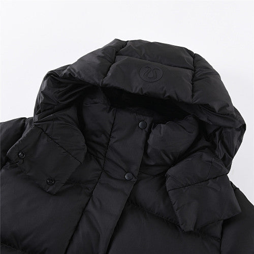 Lululemon Women's Black Cropped Hooded Down Jacket – Oversized Hood Short Puffer