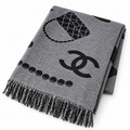Chanel Style Jewelry Motif Fringe Scarf