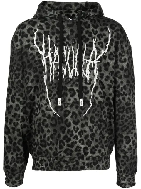 Haculla leopard-print logo hoodie