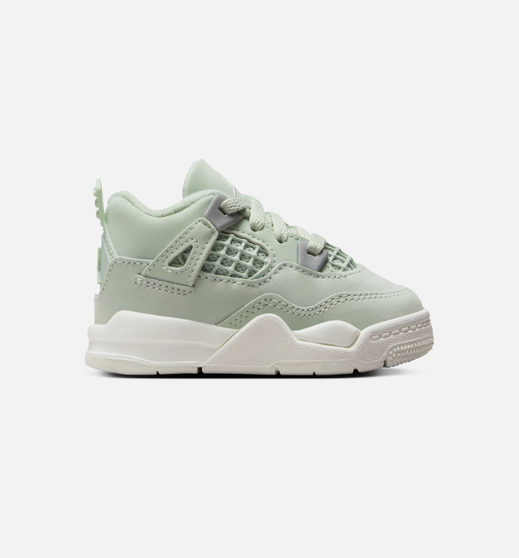 Air Jordan 4 Retro Abundance Infant/Toddler Lifestyle Shoes - Seafoam/Sail/Metallic Silver