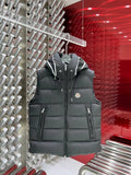 Moncler Men's Dark Grey Hooded Down Vest – Sleeveless Puffer Jacket
