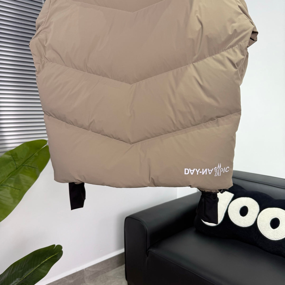 Moncler Grenoble Men's Camel Beige Hooded Down Jacket – Technical Ski Chevron-Baffle Puffer