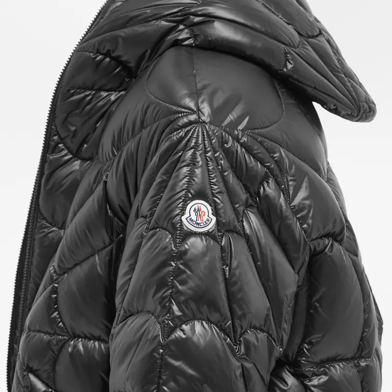 Moncler Men's Black Radiant Star Quilted Hooded Down Jacket – Geometric Glossy Puffer