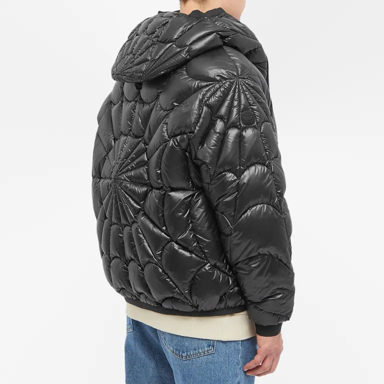 Moncler Men's Black Radiant Star Quilted Hooded Down Jacket – Geometric Glossy Puffer