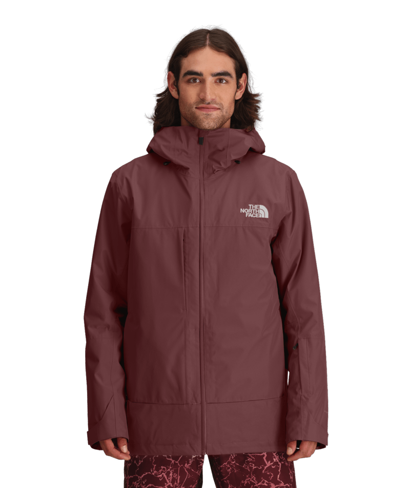 The North Face Men's Deep Burgundy Hooded Waterproof Shell Jacket – Mountain Ski Hardshell Rain Coat