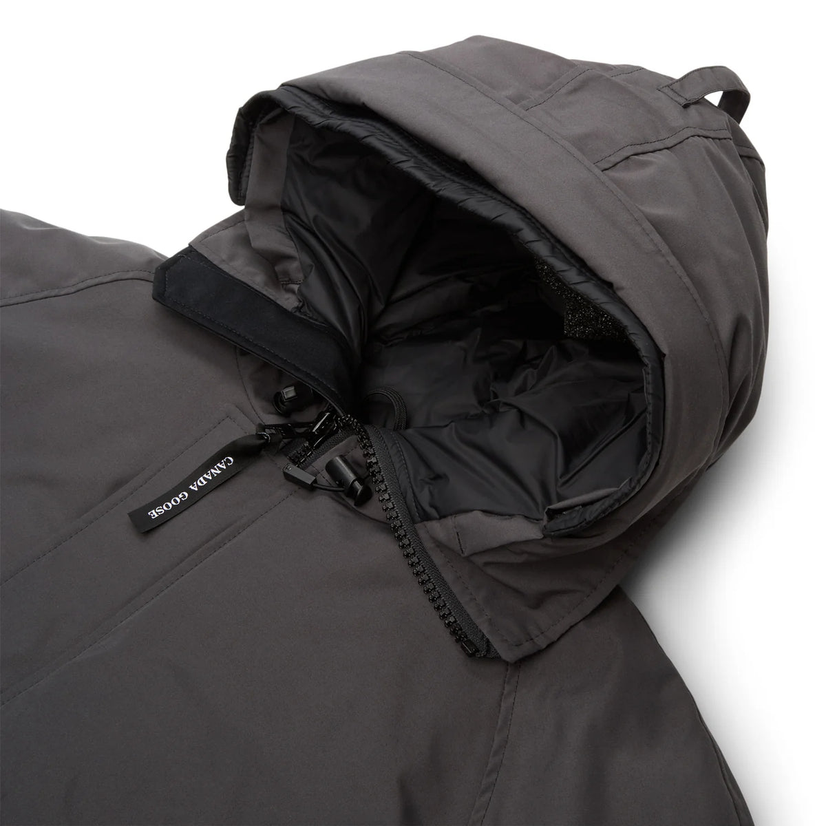 Canada Goose Men's Graphite Chilliwack Bomber Down Jacket – Arctic Program Hooded Puffer Coat with Flap Pockets Ribbed Cuffs