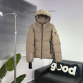 Moncler Grenoble Men's Camel Beige Hooded Down Jacket – Technical Ski Chevron-Baffle Puffer