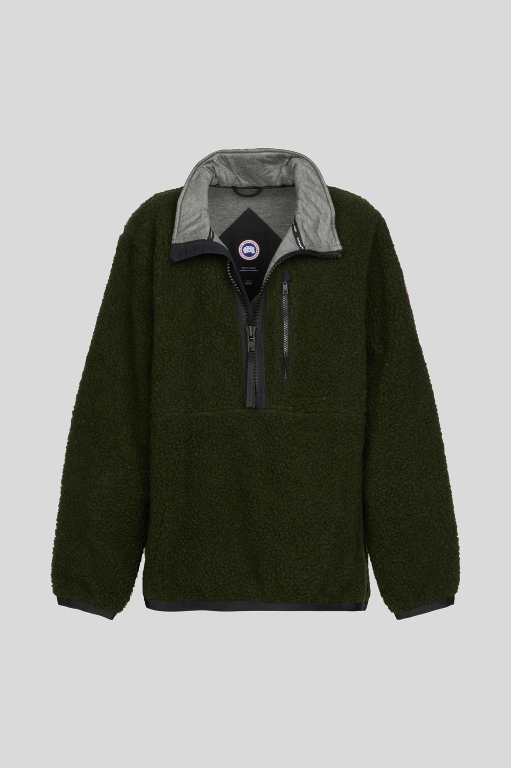 Canada Goose Dark Olive Green Half-Zip Fleece Pullover – Contrast Collar & Elbow Panels