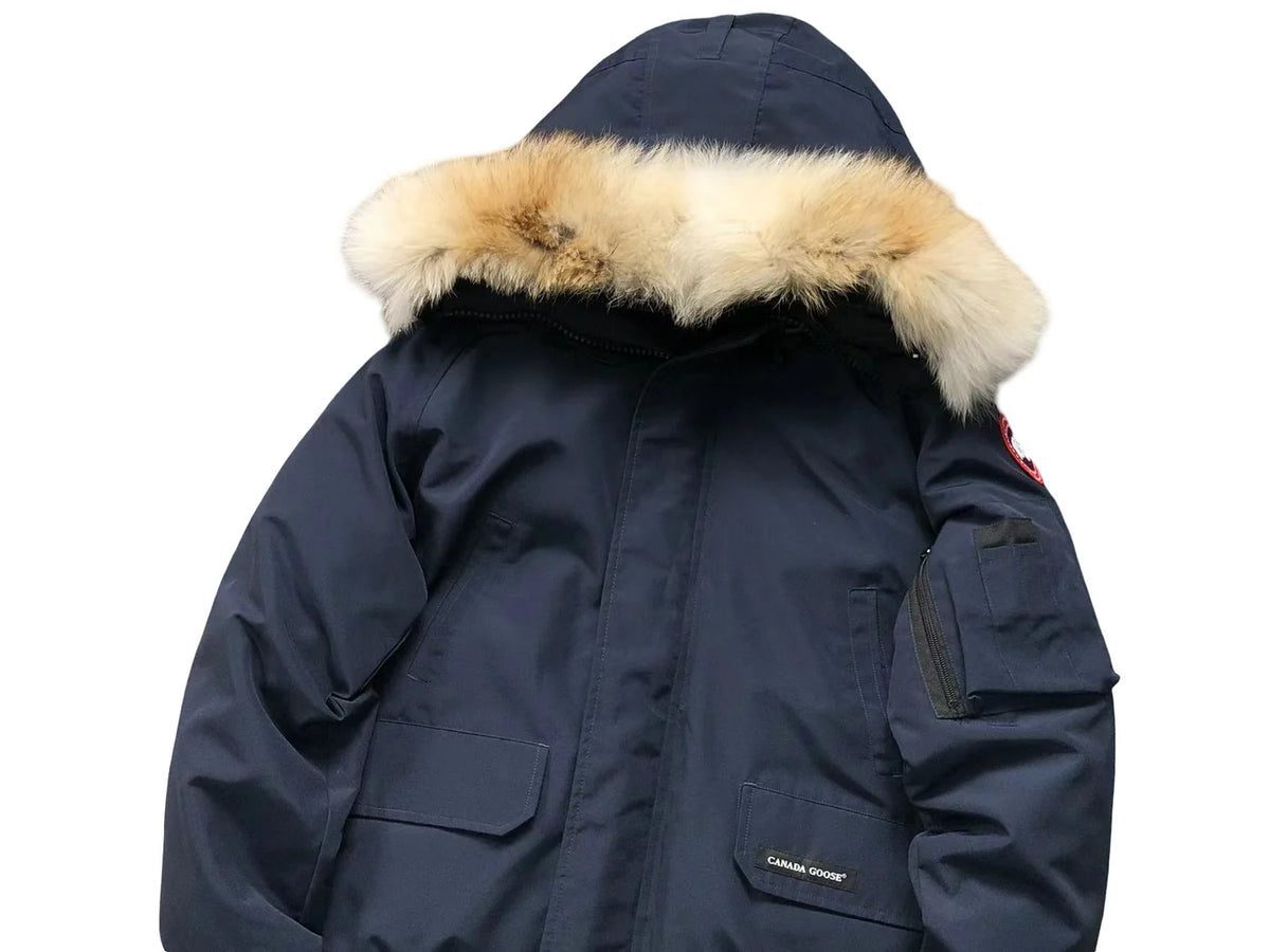 Canada Goose Men's Navy Blue Expedition Parka – Fur-Trimmed Hooded Down Jacket