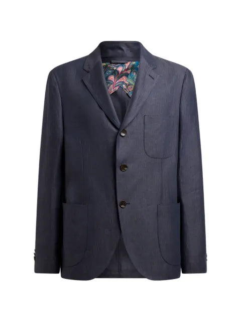 ETRO chevron single-breasted linen jacket