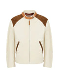 Marni cream nappa leather jacket with buckle collar