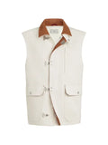 Brunello Cucinelli cotton and linen canvas vest with suede inserts and hook fastening
