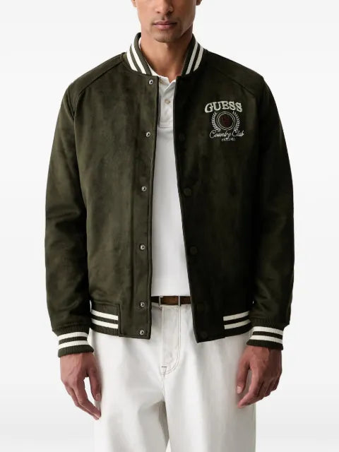 GUESS USA logo-embroidered bomber jacket