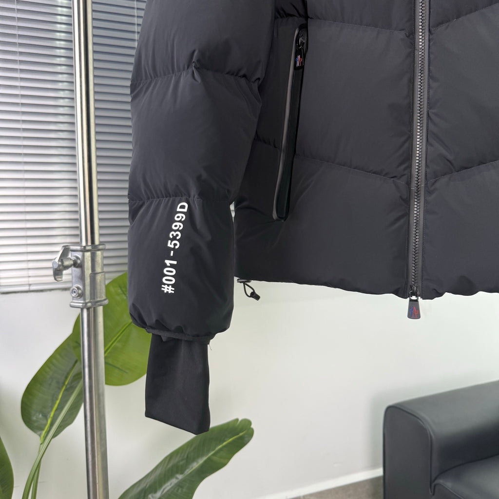 Moncler Grenoble Men's Black Hooded Down Jacket – Technical Ski Wide-Baffle Puffer