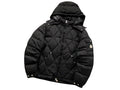 Moncler Black Diamond-Quilted Hooded Puffer Jacket – Logo Sleeve Pocket