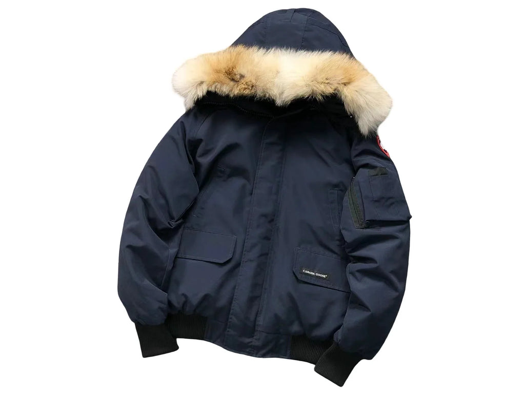 Canada Goose Men's Navy Blue Expedition Parka – Fur-Trimmed Hooded Down Jacket